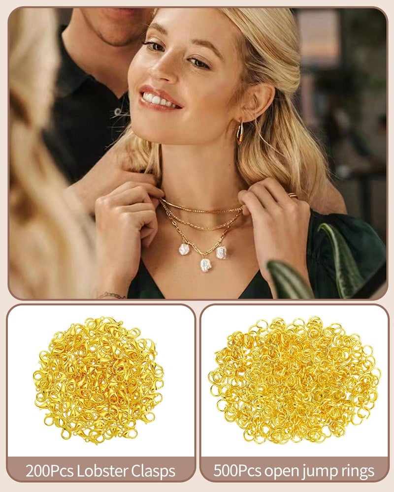 OHINGLT 700 Pieces Lobster Claw Clasps and Open Jump Rings Set, Gold Plated Bracelet Necklace Clasp for Jewelry Making - Image 5